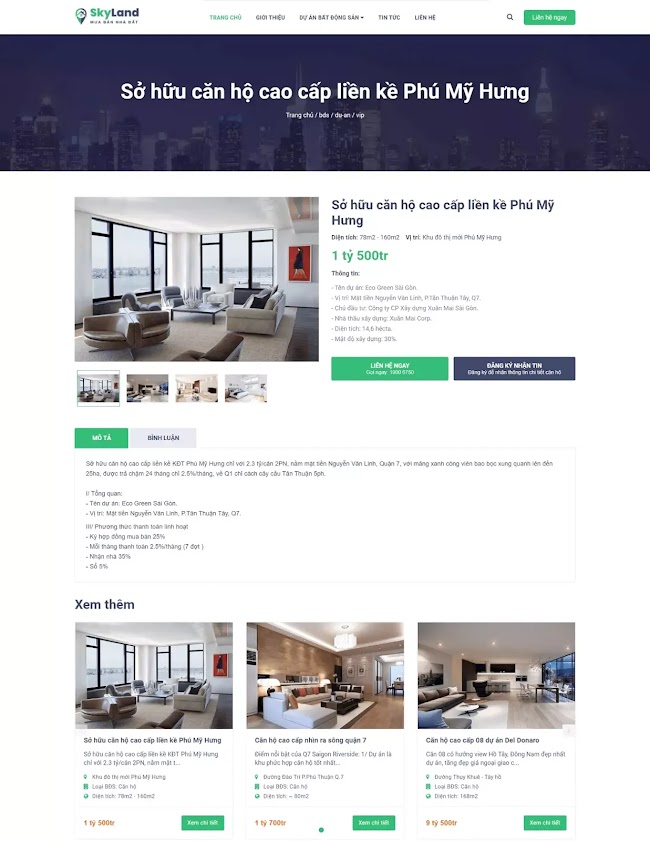 Template blogspot bất động sản Sky Land